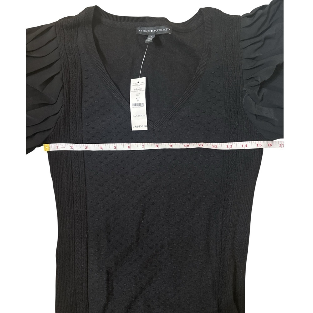 WHBM Black Pleated Drama Sleeve Sweater Dress Size S NWT - Picture 10 of 10